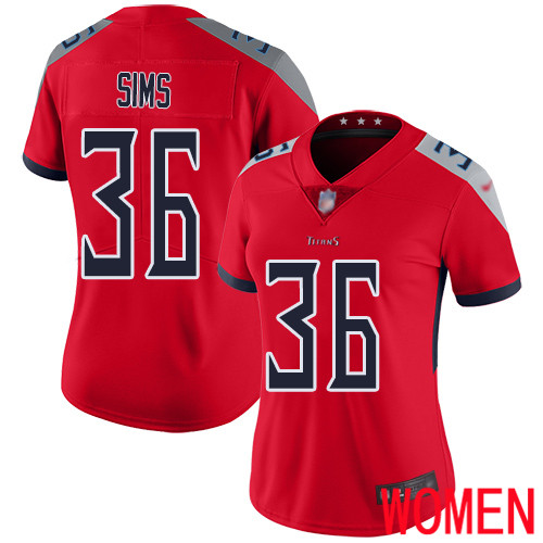 Tennessee Titans Limited Red Women LeShaun Sims Jersey NFL Football #36 Inverted Legend